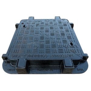 D400 Ductile Iron, Double Triangular, Hinged & Locked Manhole Cover & Frame